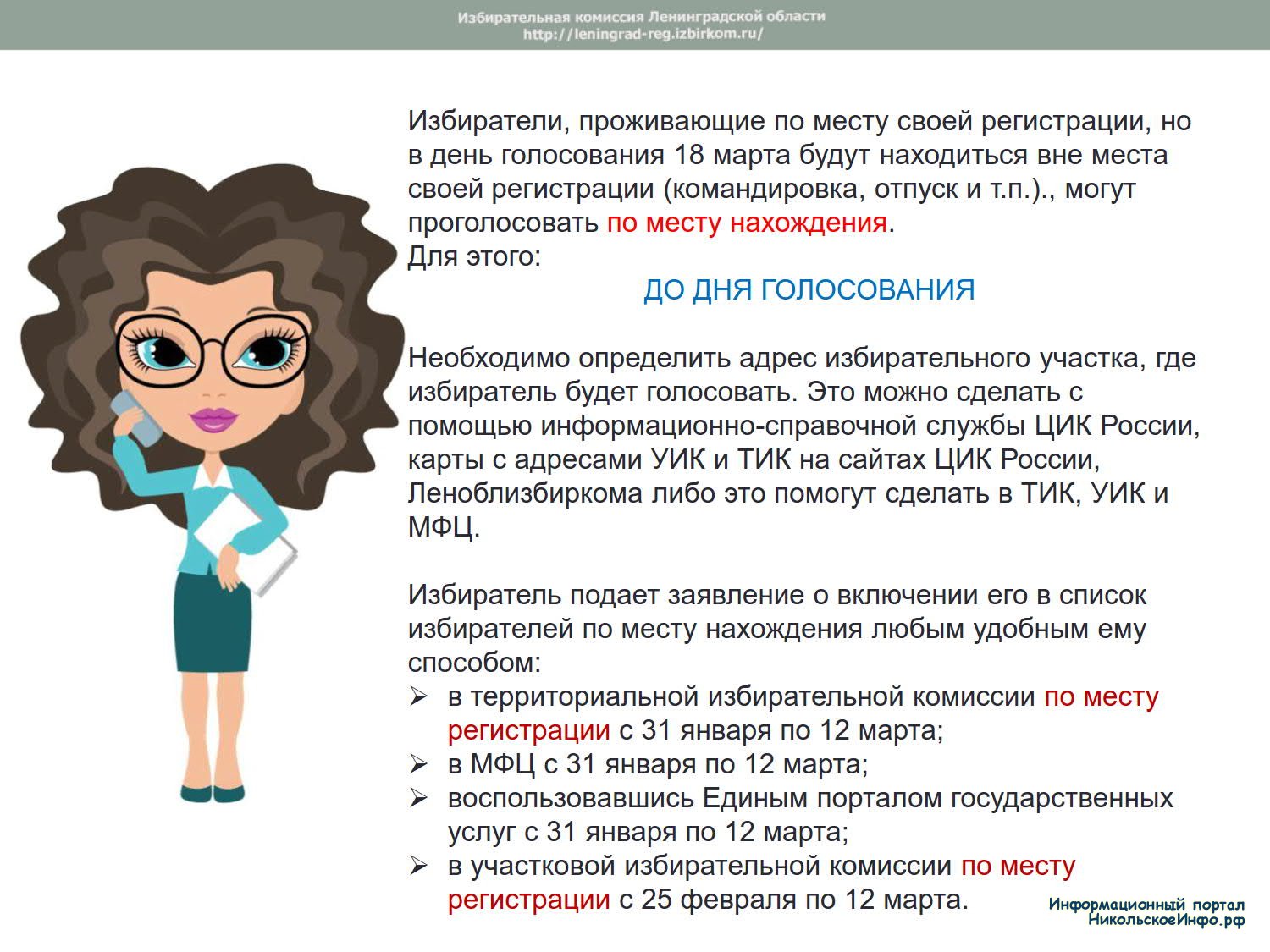 АЛГОРИТМ ПОРЯДКА ГОЛОСОВАНИЯ ПО МЕСТУ НАХОЖДЕНИЯ В ДЕНЬ ГОЛОСОВАНИЯ »  Информационный портал города Никольское и Тосненского района ЛО